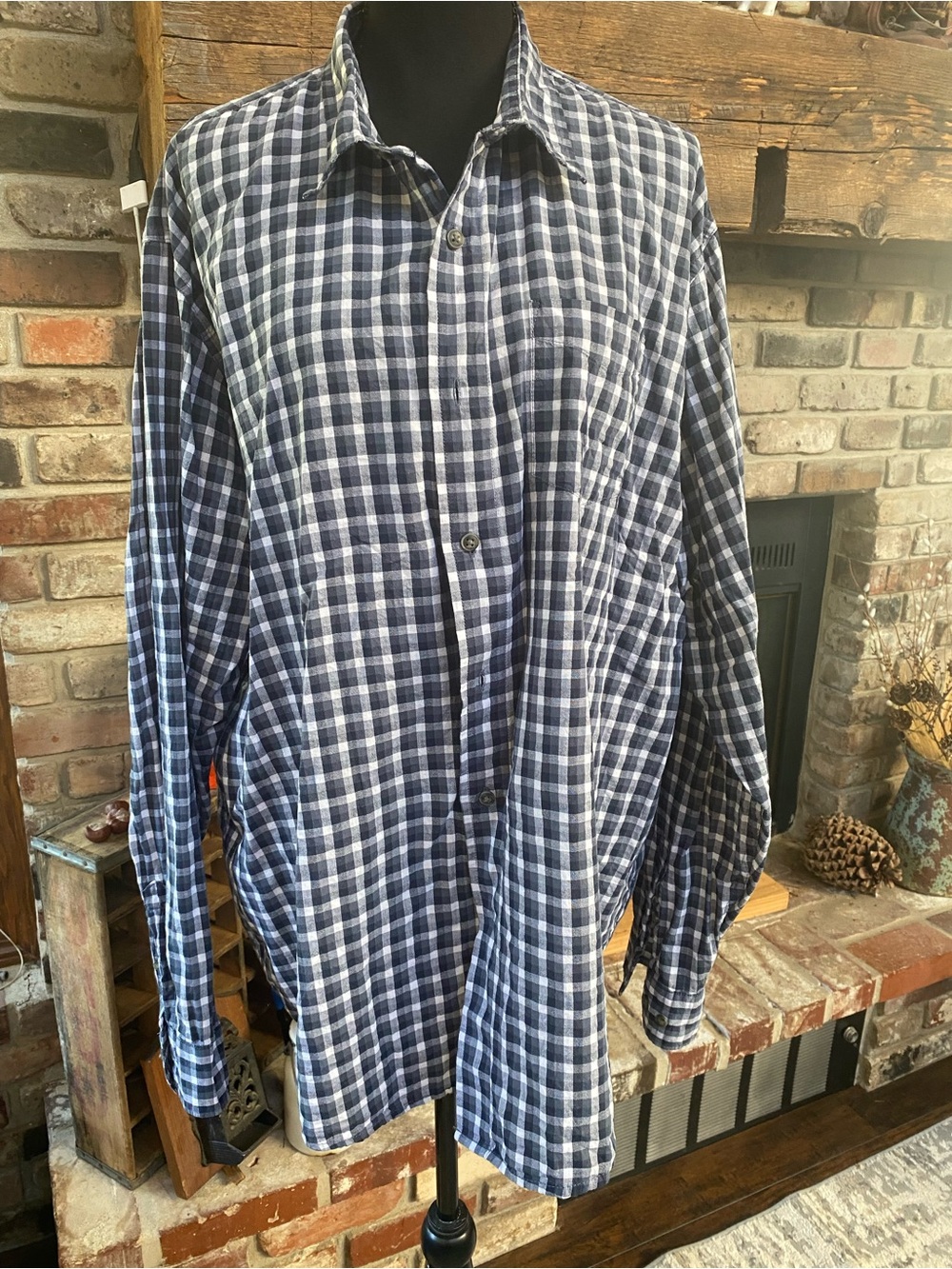 Wrangler blue plaid 100% cotton button down size 2XL